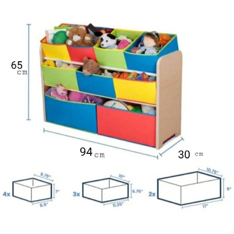Dreeba Kids Toy Organizer With 9 Storage Fabric Bins - Colorful - 