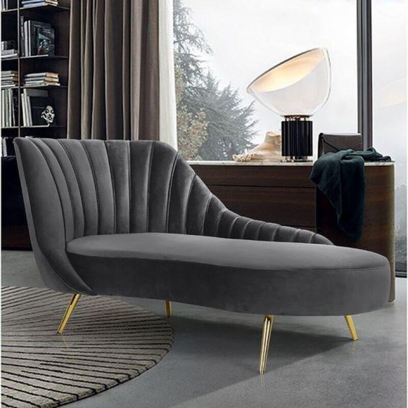 Sleek Gray Velvet Chaise Longues Swedish Wood By Alhome - ALHOME