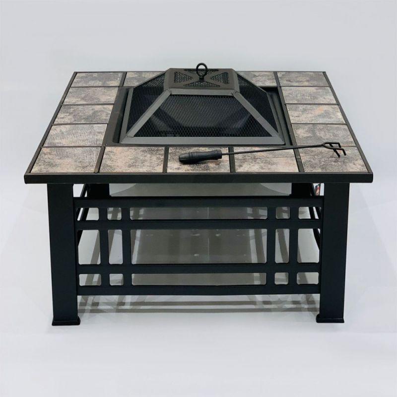 Floor Stone Fireplace With Steel Bases - Metal + Marble - 110111912 - By Alhome - ALHOME