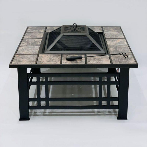 Floor Stone Fireplace With Steel Bases - Metal + Marble - 110111912 - By Alhome - ALHOME