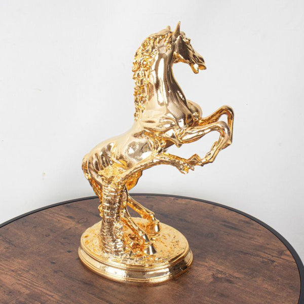 Golden Horse Figure - Made Of Fiber - Shiny Gold - By Alhome - ALHOME