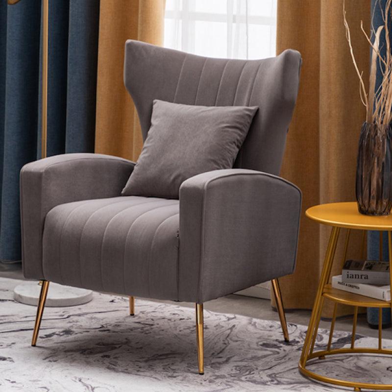 Contemporary Comfort: Gray Velvet Chair for Stylish Relaxation By Alhome - ALHOME