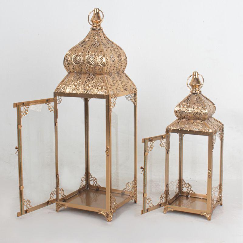 Metal Lanterns Set - Gold - 110111942 - By Alhome - ALHOME