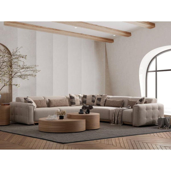 Chanel Beige L-Shaped Sofa By Alhome - ALHOME