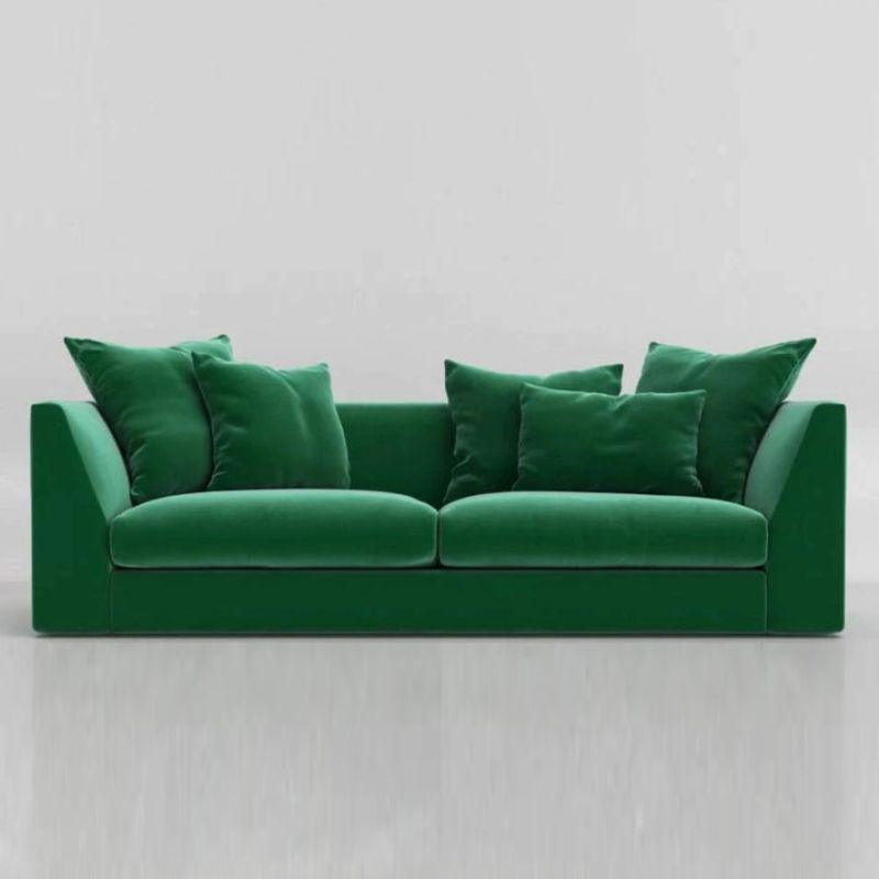 Modern Velvet 3 Seater Sofa - Green - 280x85x85 cm - By Alhome - ALHOME