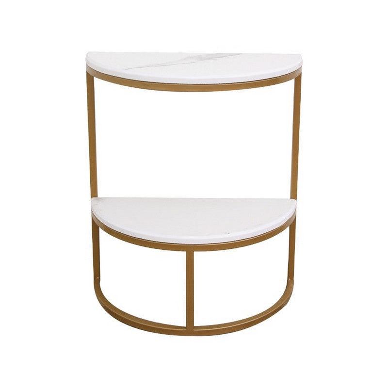 Iron and Marble Wood Side Table Gold and White - 30x25x60 cm By Alhome - ALHOME