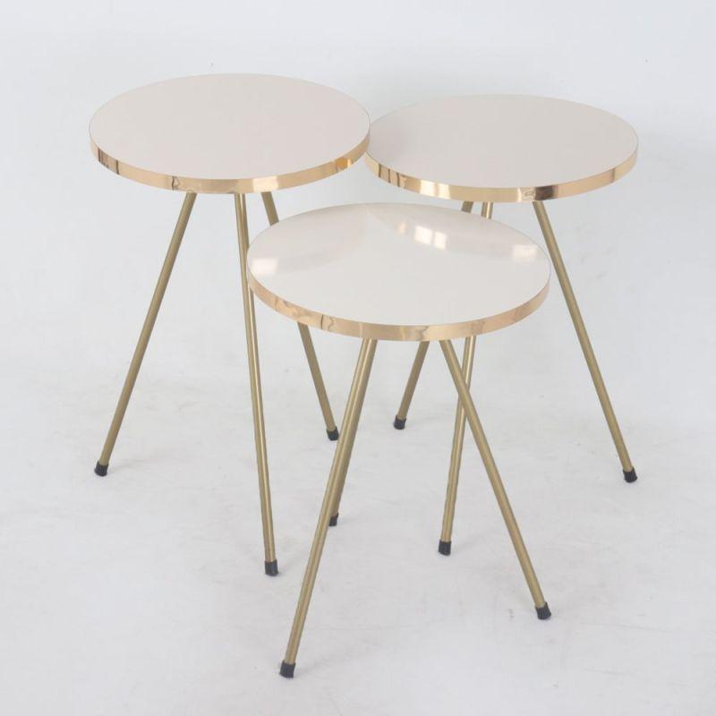 Set of Circular Wooden Tables With Iron Bases By Alhome - ALHOME