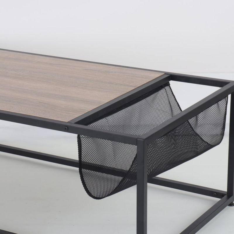 Rectangle Metal Center Table With Wooden Top - Light Wood By Alhome - ALHOME