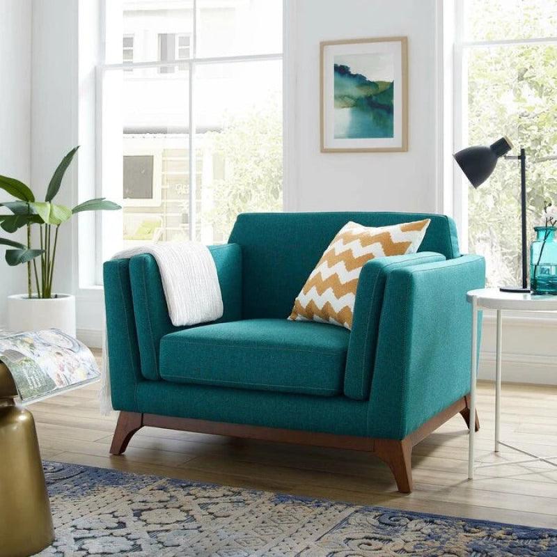 Turquoise Linen Accent Chair By Alhome - ALHOME