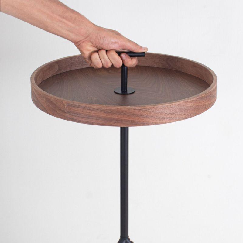 Service Table With A Modern Design With A Wooden Surface And Black Iron Legs By Alhome - ALHOME