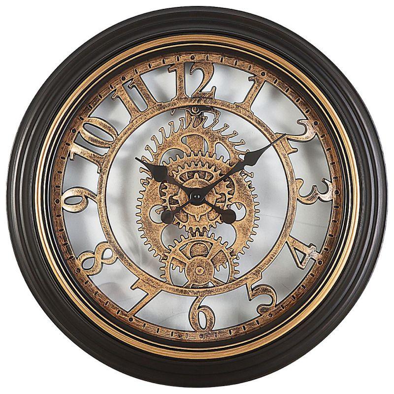 Battery Operated Plastic Circular Wall Clock - Bronze And Brown - 50 Cm Diameter - By Family Ship - ALHOME