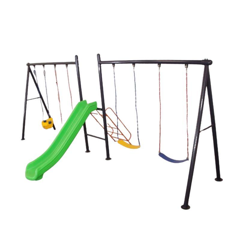 Quad Swing And Slide Play Unit - Suitable For Children From 1 to 6 Years by Alhome - ALHOME