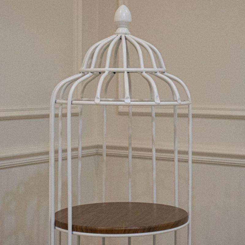 Cage-Shaped Stand - Wooden Shelves - Iron And Wood - By Alhome - ALHOME