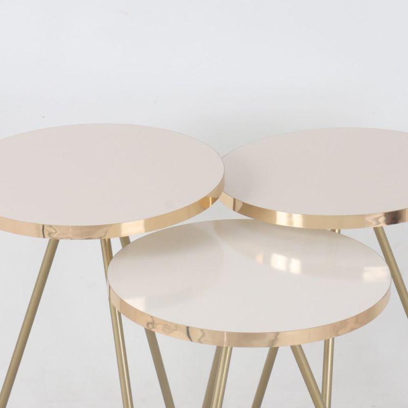 Set of Circular Wooden Tables With Iron Bases By Alhome - ALHOME