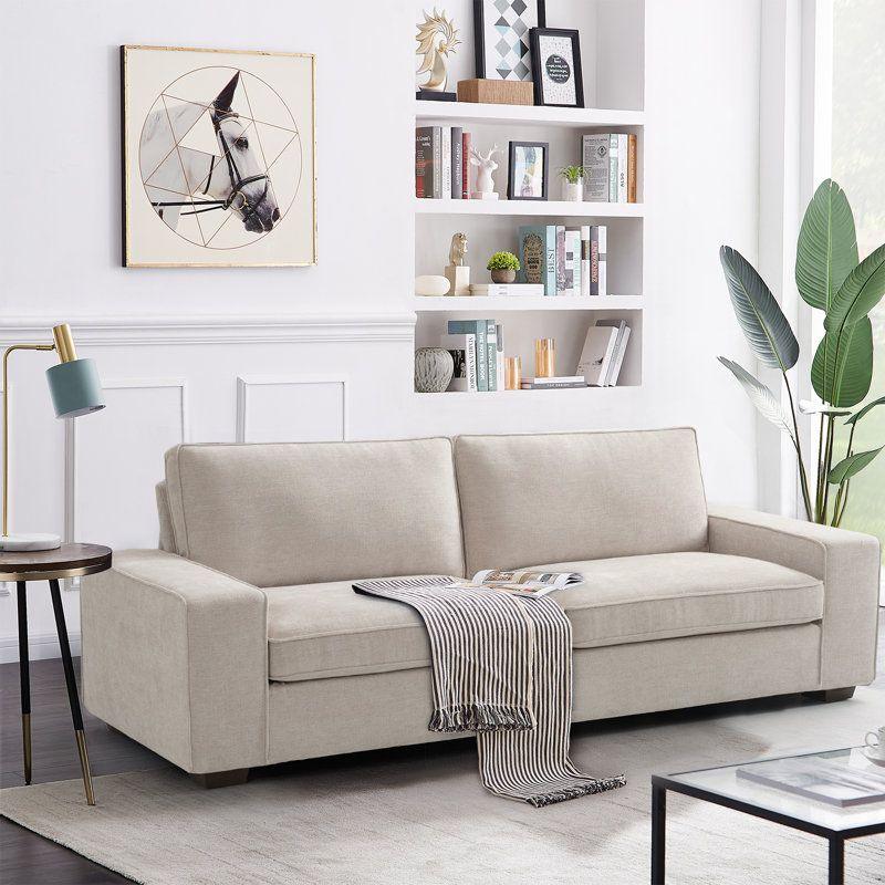 Modern Chic Linen 3 Seater Sofa - 240x85x85 cm - By Alhome - ALHOME