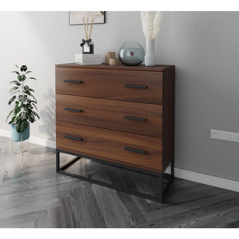 Brown Console with 3 Brown Drawers By Alhome - ALHOME