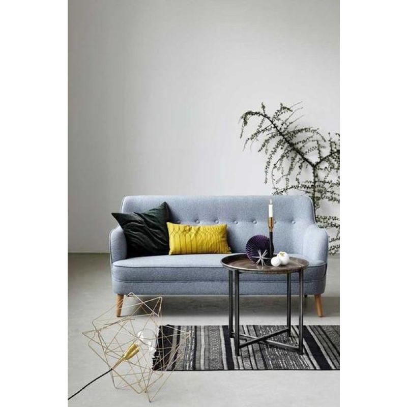 Coastal Blue Linen 2-Seater Sofa Swedish Wood By Alhome - ALHOME