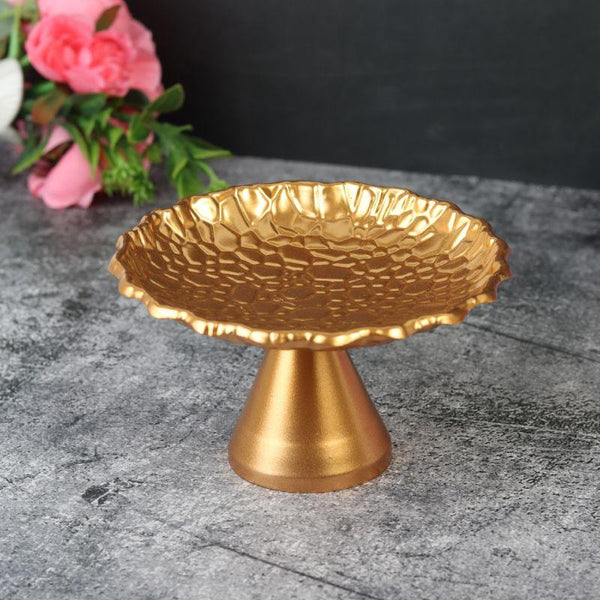 Serving And Hospitality Tray With A High Iron Base Decorated - 15x8x6 cm - Gold By Family Ship - BSM-17342 - ALHOME