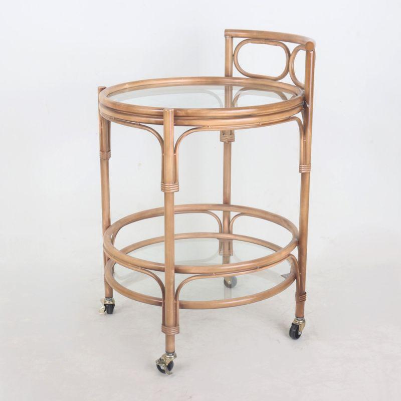 Iron Serving Cart - Two-Storey Wood Shape - Metal + Glass - Wooden - By Alhome - ALHOME