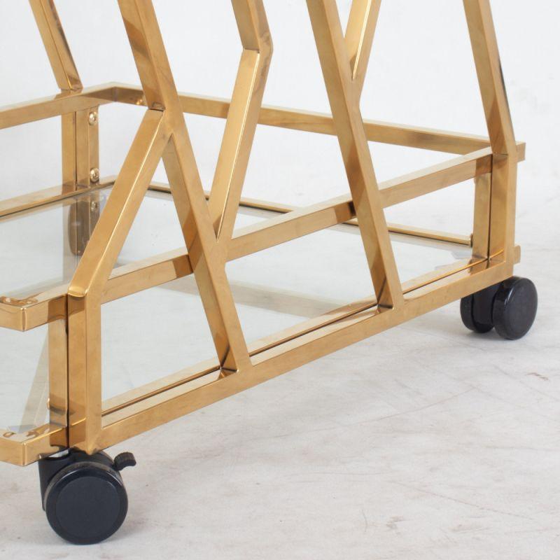 Steel Serving Cart With Two Surfaces - Steel + Glass - By Alhome - ALHOME