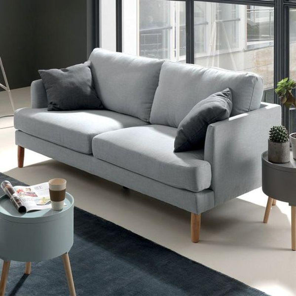 Elegant Gray Velvet 3-Seater Sofa Swedish Wood By Alhome - ALHOME