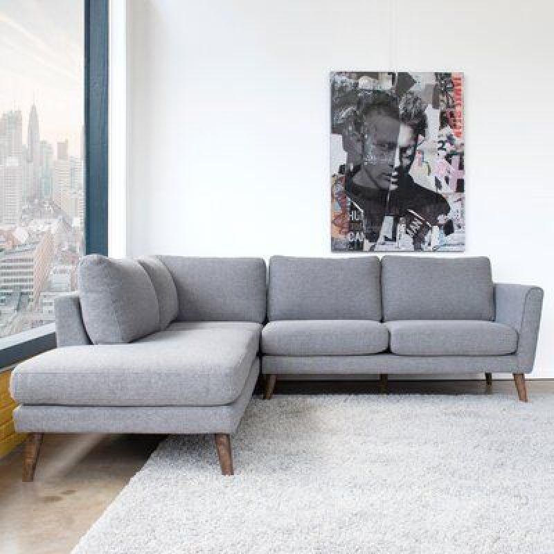 Stylish Gray Linen L-Shaped Sofa - 90x250x170x45 cm - Swedish Wood By Alhome - 1101110189 - ALHOME