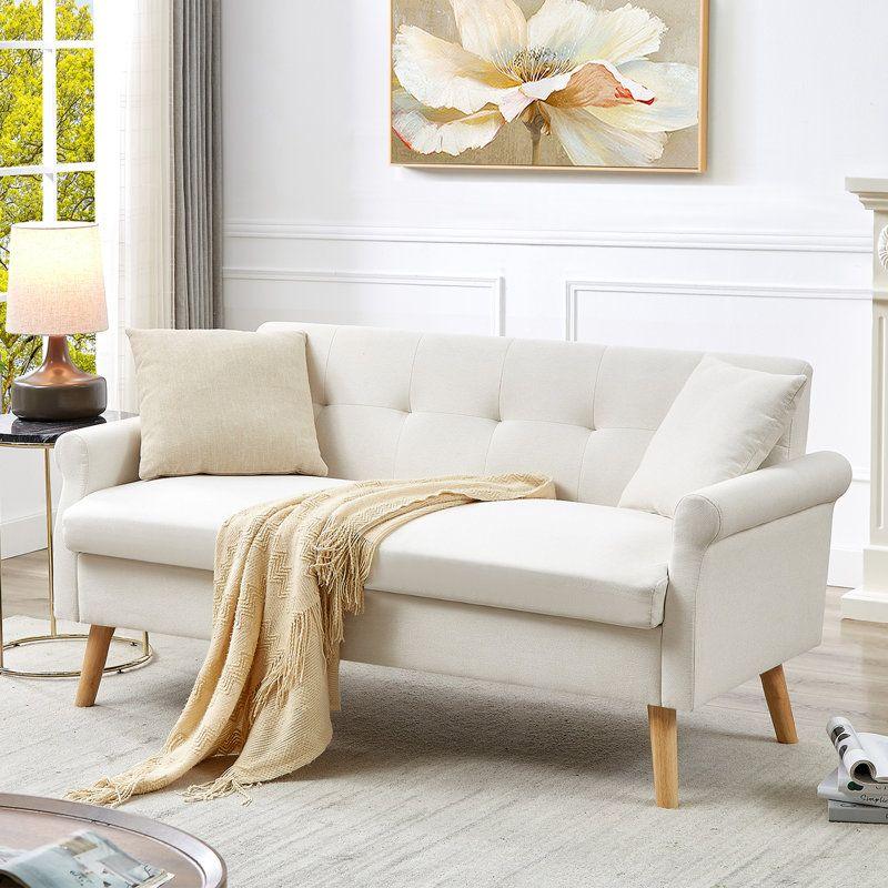 Modern Velvet 2 Seater Sofa - White - 200x85x85 cm - By Alhome - ALHOME