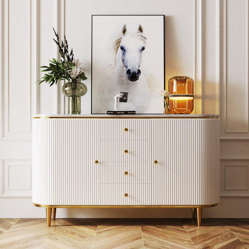 Elegant Wood and Marble Console Table By Alhome - ALHOME