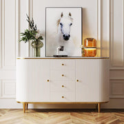 Elegant Wood and Marble Console Table By Alhome - ALHOME