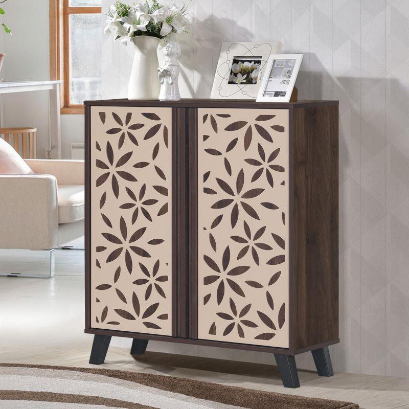 Shoe Organizing Cabinet With Two Doors - Brown And Cream - 80x35x96 cm - By Baity - ALHOME