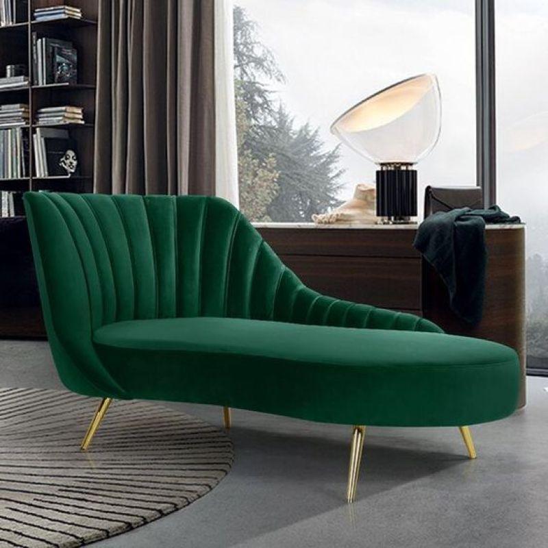 Emerald Green Velvet Chaise Longues Swedish Wood By Alhome - ALHOME