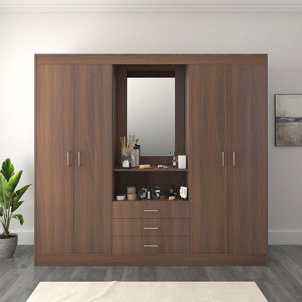 Wardrobe with Brown Dresser By Alhome - ALHOME