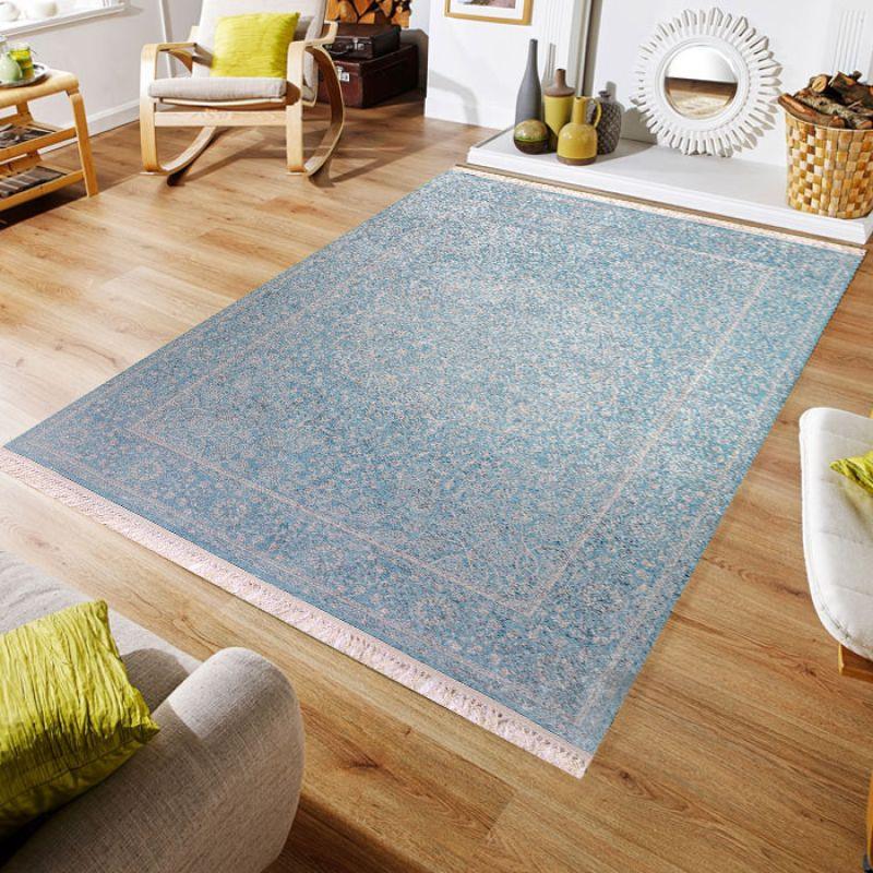 Velvet Turkish Rectangular Decorative Carpet - Cyan - By In House - ALHOME