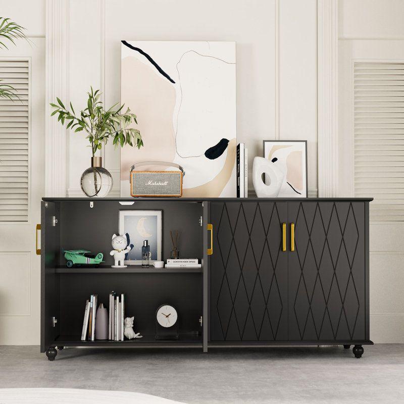 Contemporary Black Wood Buffet Table By Alhome - ALHOME