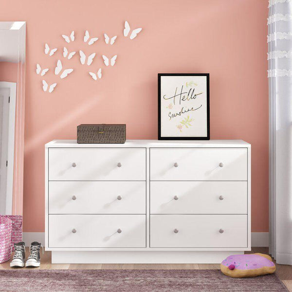 Kids Dresser: 128x46x69 Wood, White by Alhome - ALHOME