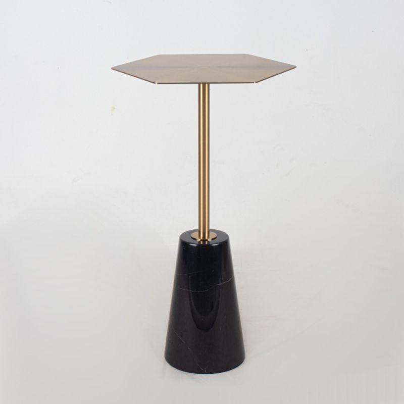 Modern Single Table With A Black Marble Base And A Hexagonal Surface Of Golden Stainless Steel By Alhome - ALHOME