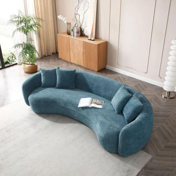 Serene Blue Boucle 3-Seater Sofa Swedish Wood By Alhome - ALHOME