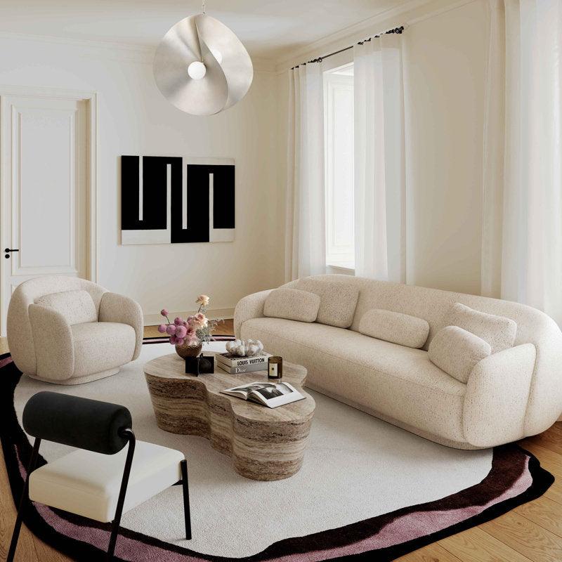 3-Seater Beige Linen Sofa By Alhome - ALHOME