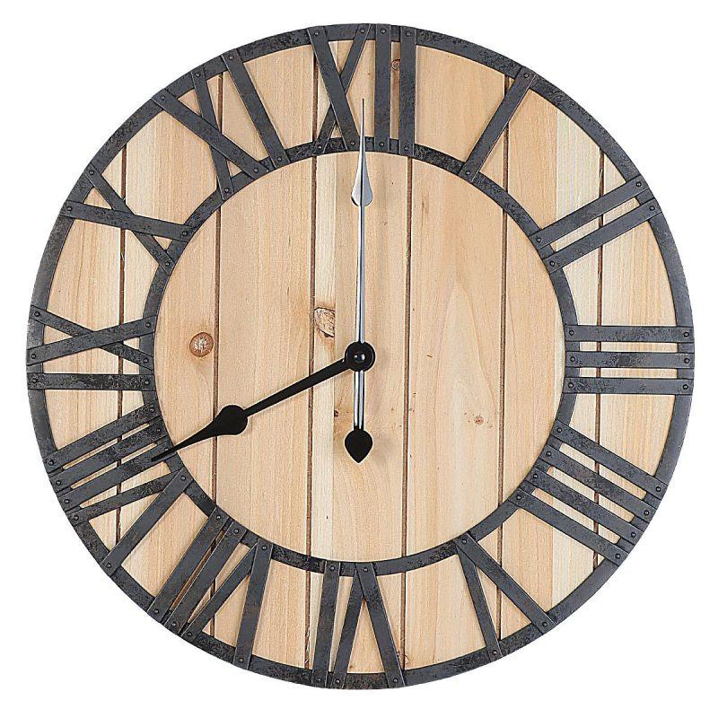 Battery Operated Rustic Round Wall Clock - 40 cm Diameter - By Family Ship - ALHOME