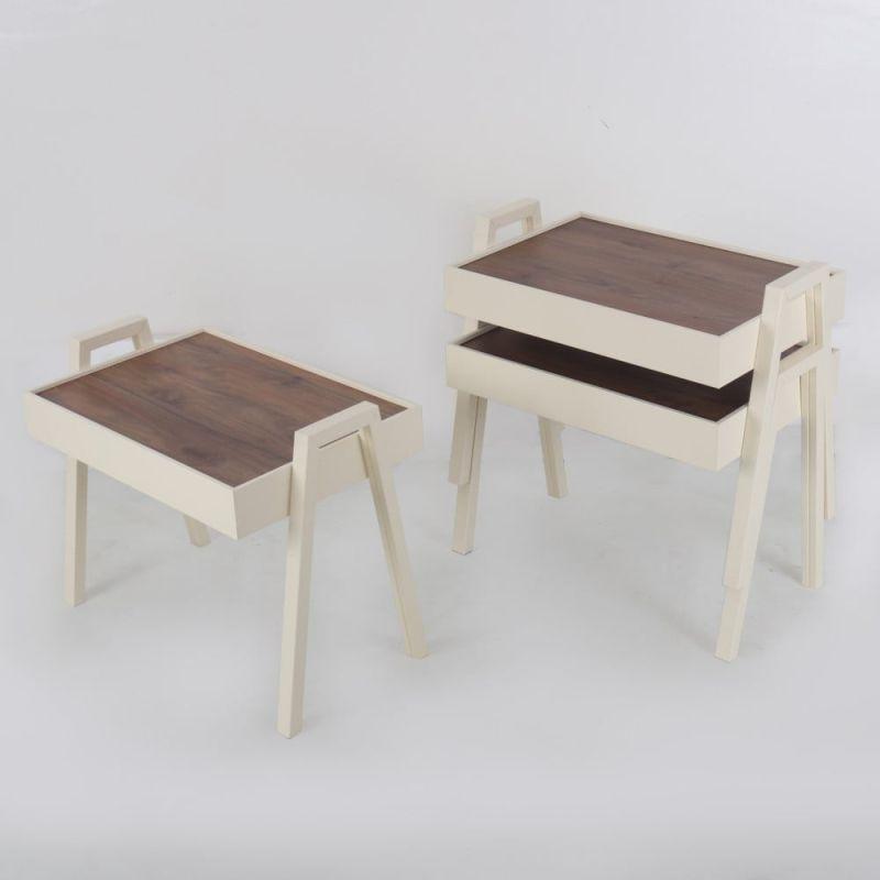 Wooden Service Tables Set 3 Pieces - Off-White By Alhome - ALHOME