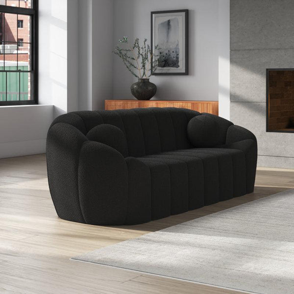 3-Seater Black Boucle Sofa By Alhome - ALHOME