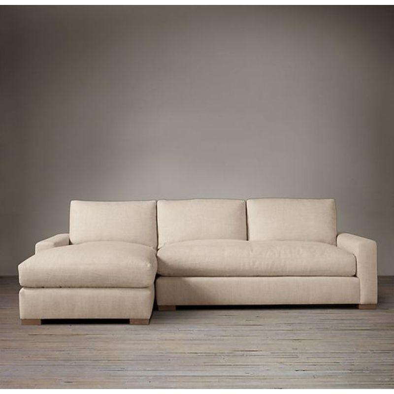 Chic Beige Linen L-Shaped Sofa - 90x250x170x45 cm - Swedish Wood By Alhome - 110111035 - ALHOME