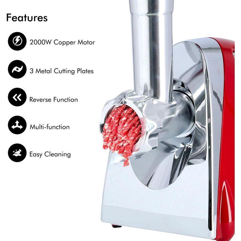 Krypton Electric Meat Grinder and Mincer With Reverse Function - 2000 w - Red and Silver - Knmg6249 - .com - Your Destination for Baby & Mother Needs in Saudi Arabia