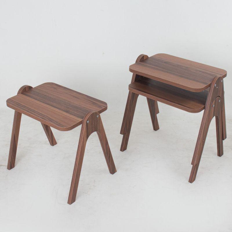 Set of Brown Wooden Rectangular Tables By Alhome - ALHOME