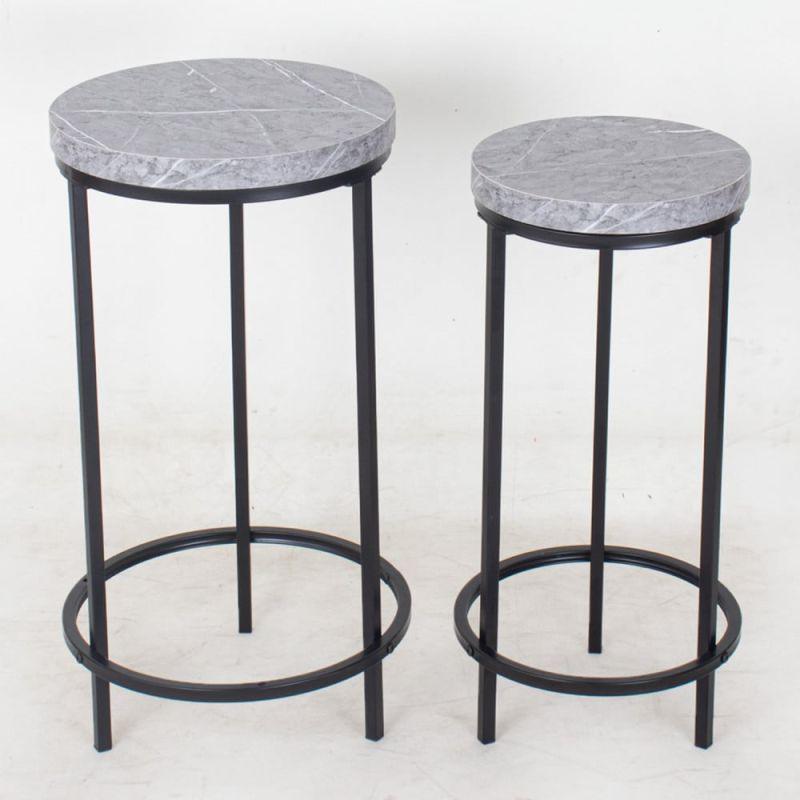 Set of Service Tables With Iron Bases And Wooden Surfaces By Alhome - ALHOME