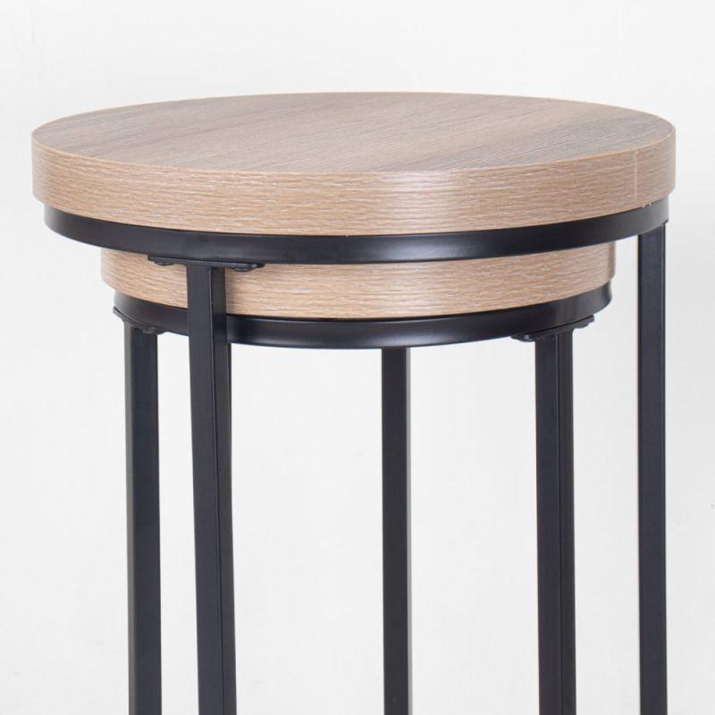 Set of Service Tables With Iron Bases And Wooden Tops By Alhome - ALHOME