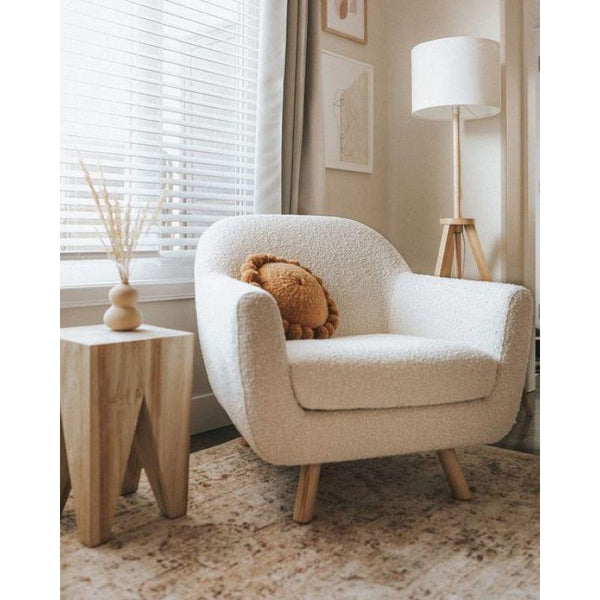 Sand Beige Boucle Chair Swedish Wood By Alhome - ALHOME