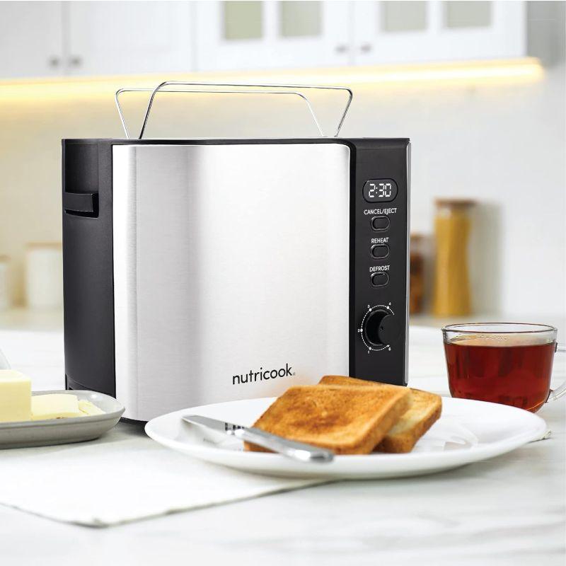 Nutricook 2 Slice Digital Toaster 800 Watts with LED Display - Silver - NC-T102S - ALHOME