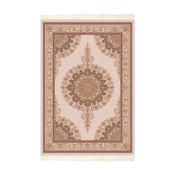 Velvet Turkish Rectangular Decorative Carpet - Red and Beige - By In House - ALHOME