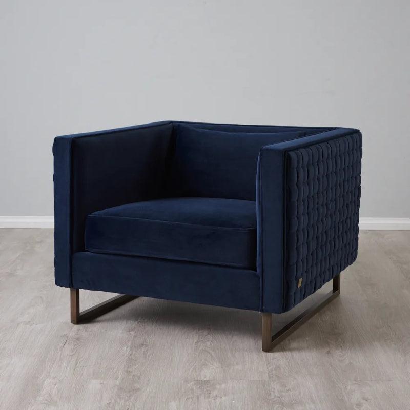 Velvet Dark Blue Chair By Alhome - ALHOME